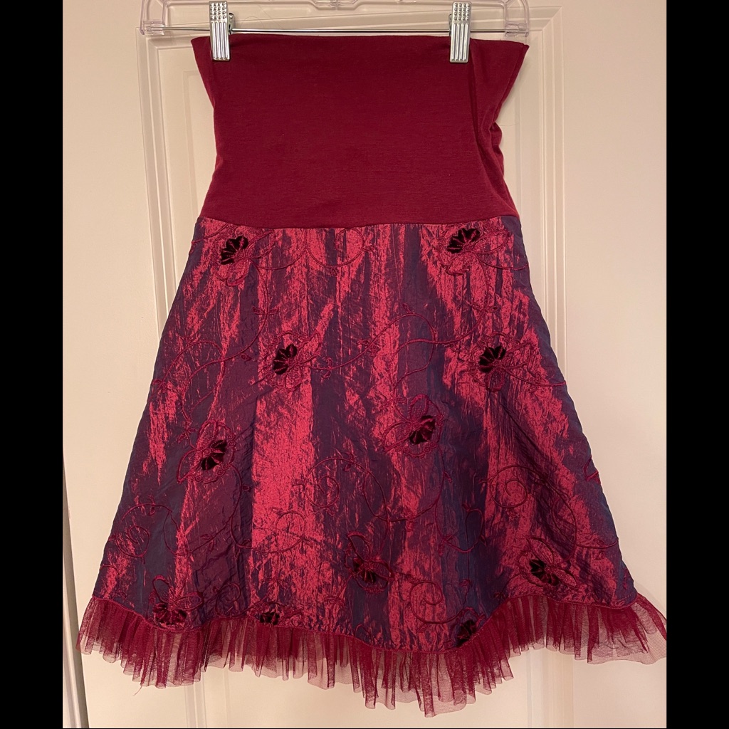 Embroidered Floral Skirl With Tule Edging. 7
